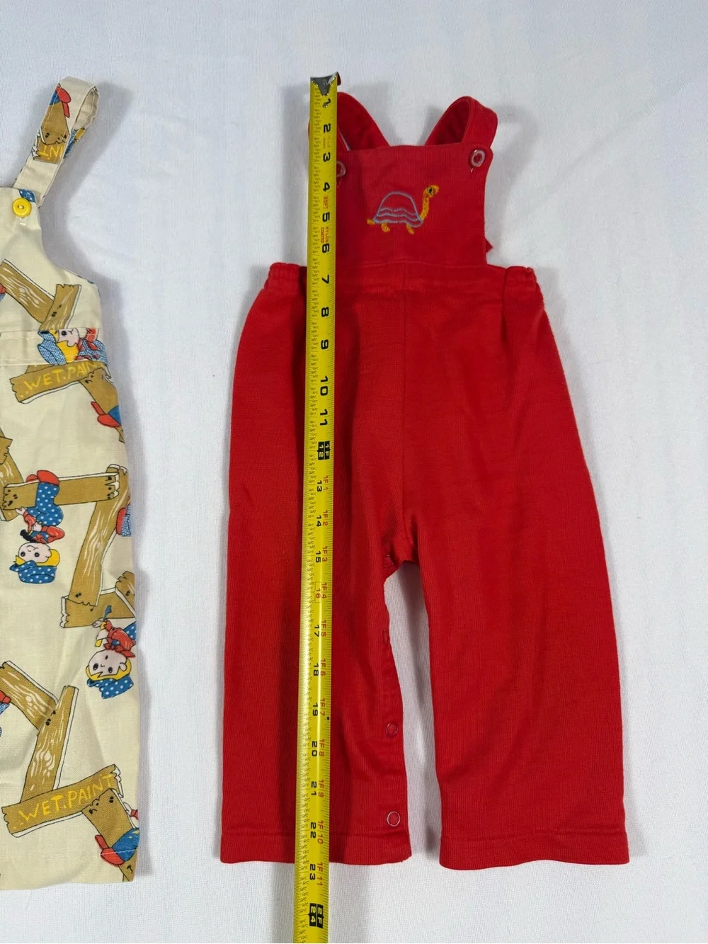 2 pairs of Vintage Infant Overalls- Carters turtle + unbranded painter